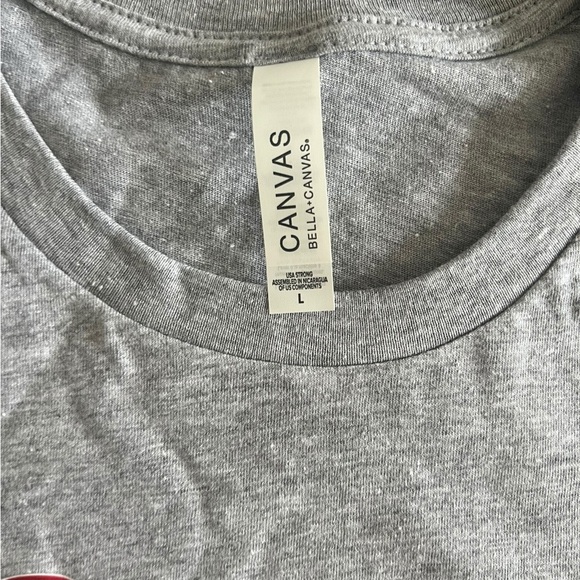 Bella Canvas Gray and Red Short Sleeve Tee - Picture 2 of 4